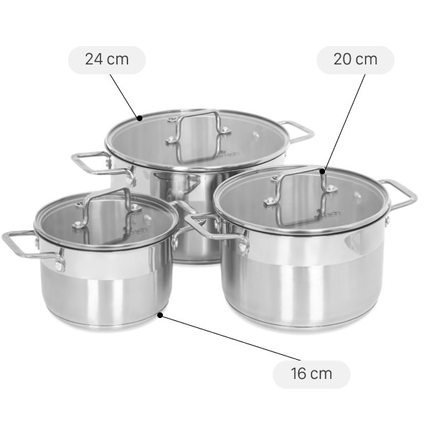 Bộ 3 nồi inox 3 đáy Elmich EL-2324MN