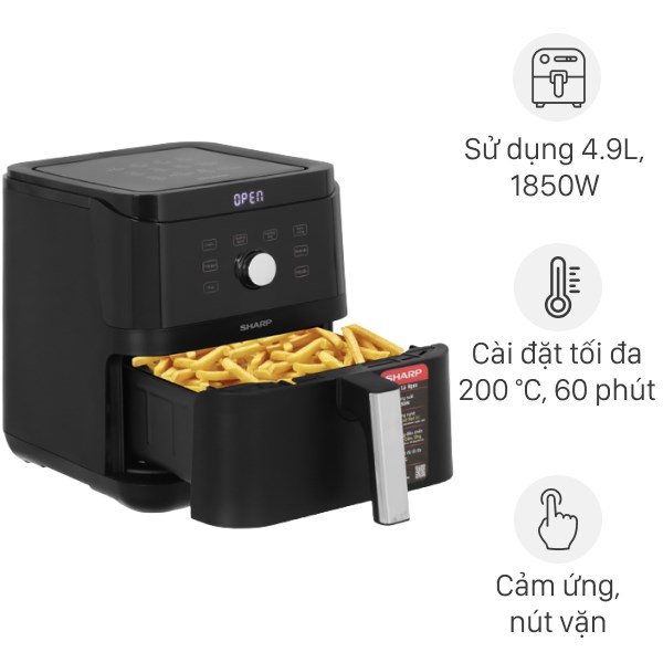 Nồi chiên không dầu Sharp KF-AF60EV-BK 6 lít